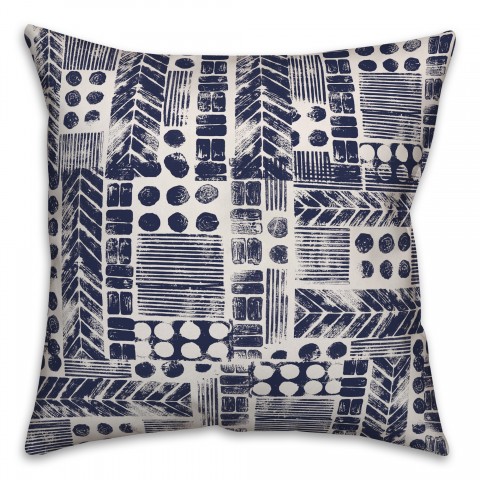 Aztec Stamp in Blue Pillow