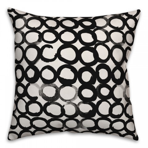 Ink Circles in Black Pillow