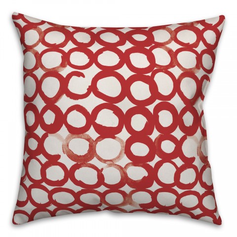Ink Circles in Red Pillow