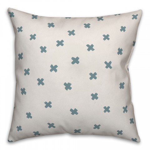 Ink Cross Pattern in Blue Pillow