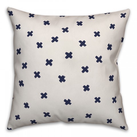 Ink Cross Pattern in Blue Pillow