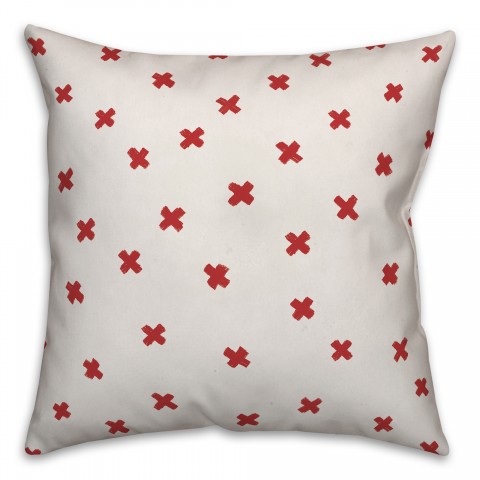 Ink Cross Pattern in Red Pillow