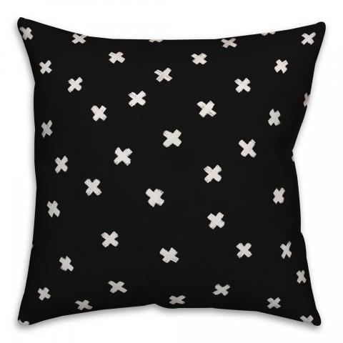 Ink Cross Pattern in Black Pillow