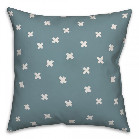 Ink Cross Pattern in Blue Pillow