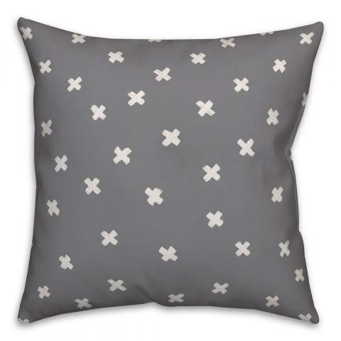 Ink Cross Pattern in Gray Pillow