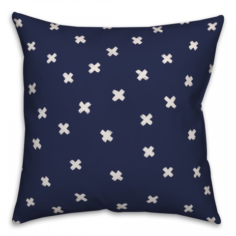 Ink Cross Pattern in Blue Pillow