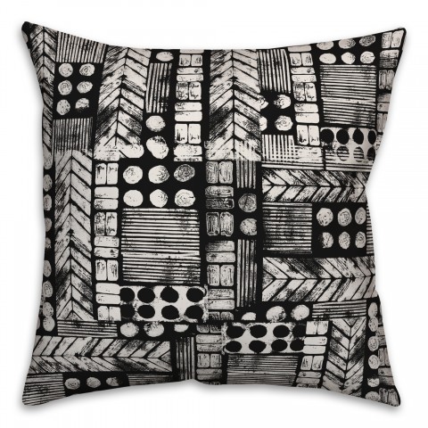 Aztec Stamp in Black Pillow