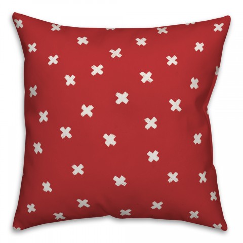 Ink Cross Pattern in Red Pillow