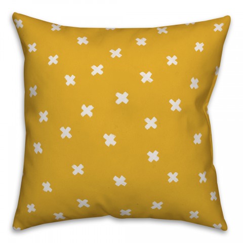 Ink Cross Pattern in Yellow Pillow