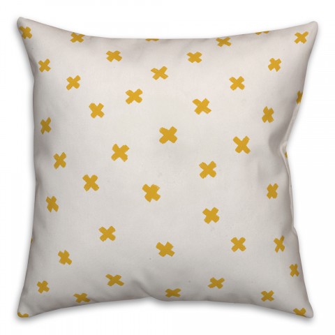 Ink Cross Pattern in Yellow Pillow