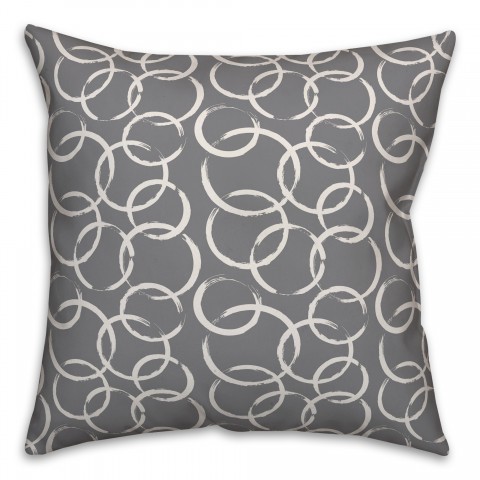 Ink Rings in Gray Pillow