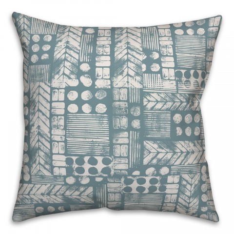 Aztec Stamp in Blue Pillow