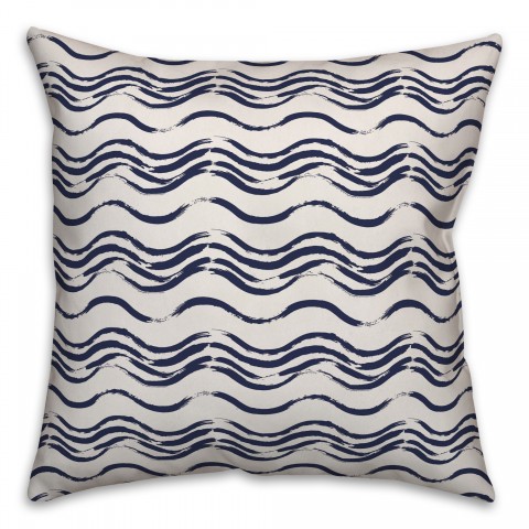 Ink Waves in Blue Pillow