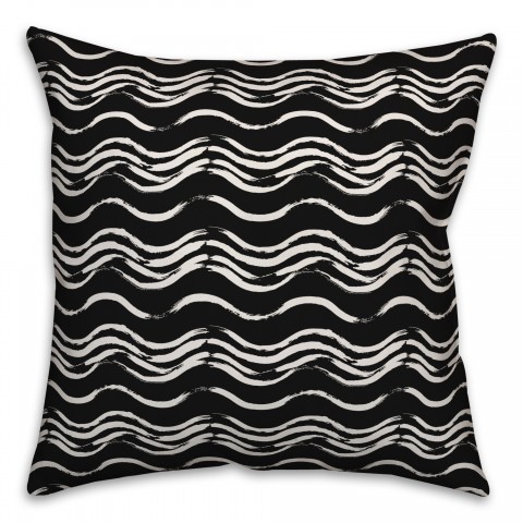 Ink Waves in Black Pillow