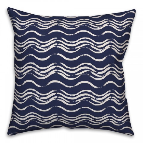 Ink Waves in Blue Pillow