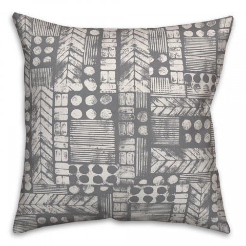 Aztec Stamp in Gray Pillow
