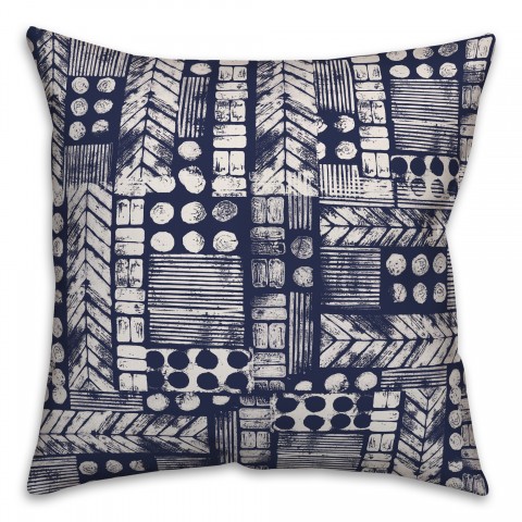 Aztec Stamp in Blue Pillow