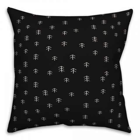 Scandinavian Trees in Black Pillow