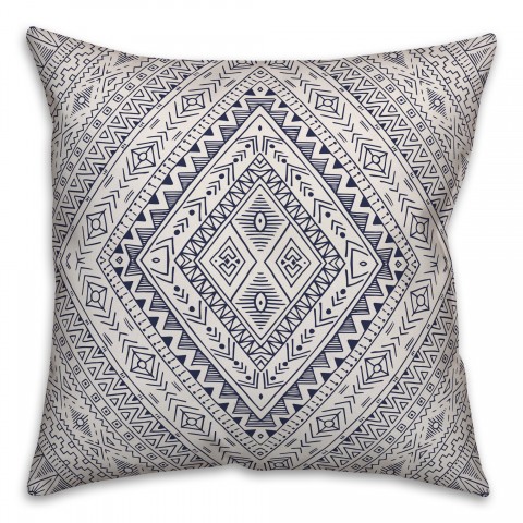 Aztec Diamond in Navy Pillow