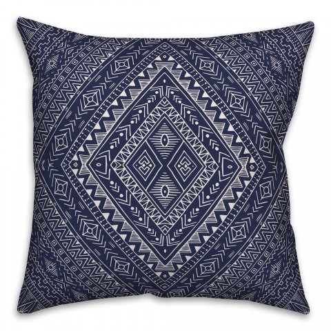 Aztec Diamond in Navy Pillow