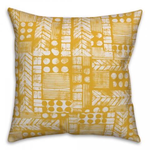 Aztec Stamp in Yellow Pillow