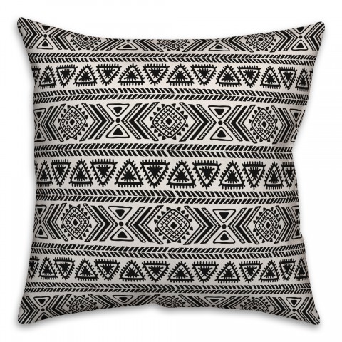 Tribal Sketches in Black Pillow