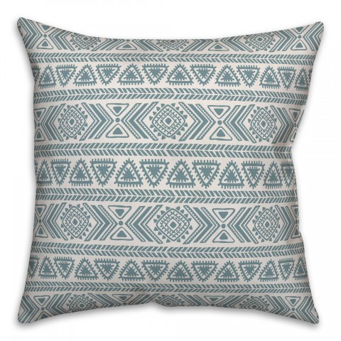 Tribal Sketches in Blue Pillow