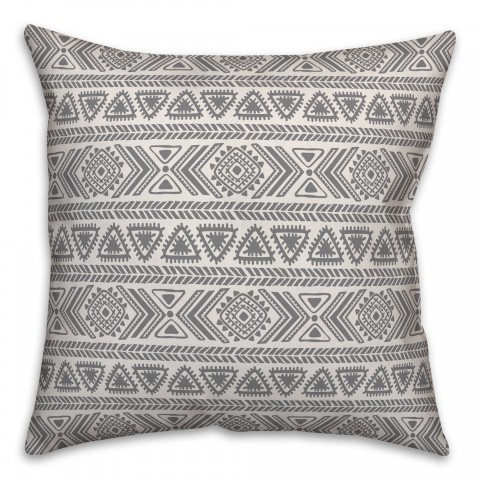 Tribal Sketches in Gray Pillow