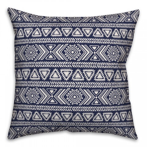 Tribal Sketches in Blue Pillow