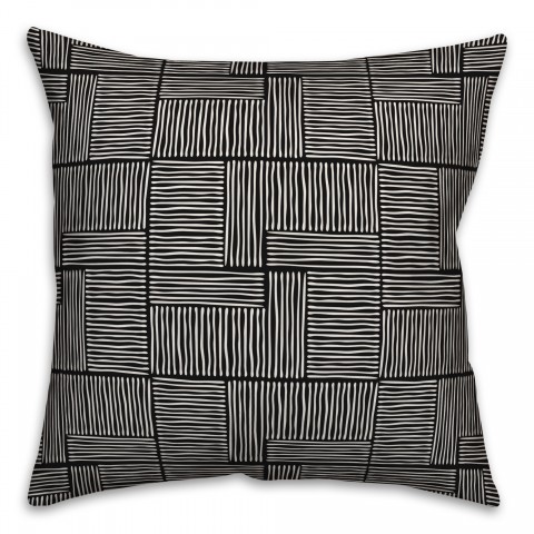 Swirl Squares in Black Pillow