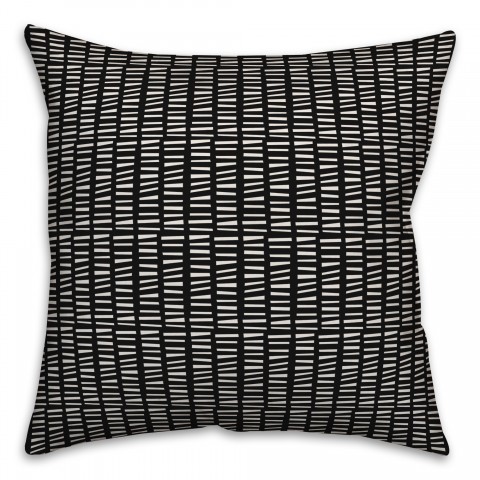 Tally Horizontal Lines in Black Pillow