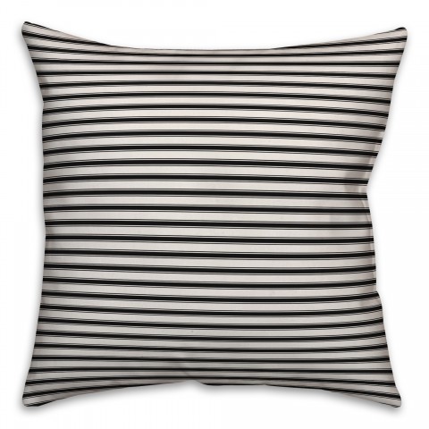 Ticking Stripes in Black Pillow