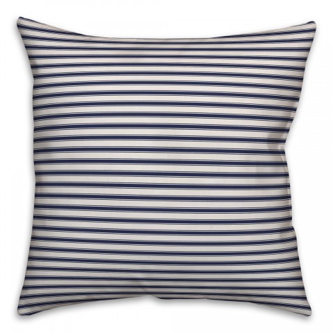 Ticking Stripes in Blue Pillow