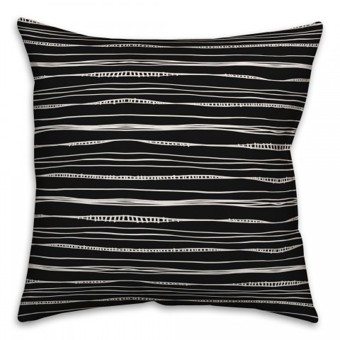 Wavy Lines in Black Pillow