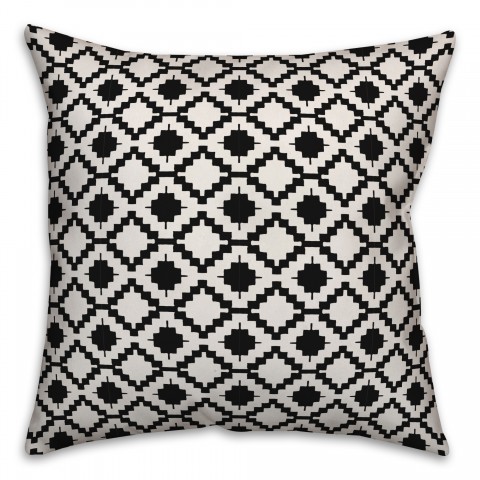 Boho Diamond in Black Pillow