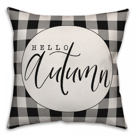 Hello Autumn Buffalo Check Pillow
