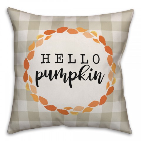 Hello Pumpkin Buffalo Check Pillow