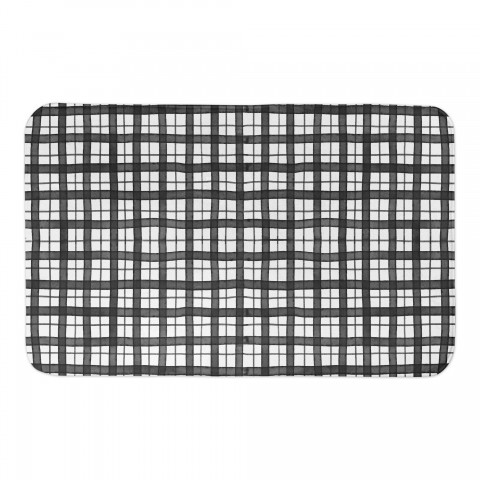 Black Plaid 34x21 Bath Mat