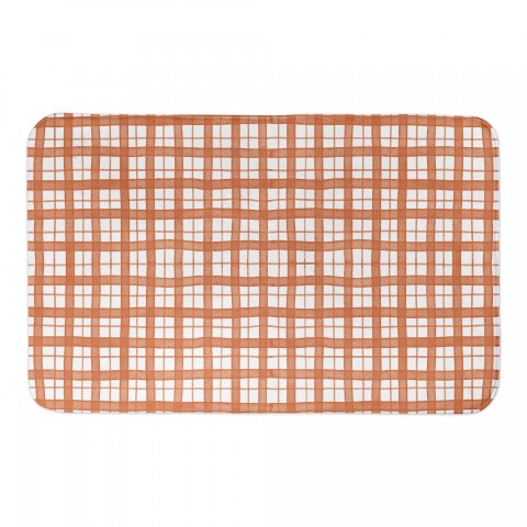 Orange Plaid 34x21 Bath Mat