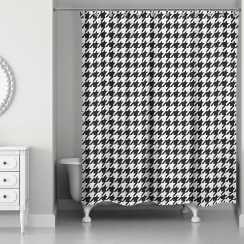 Black and White Houndstooth 71x74 Shower Curtain