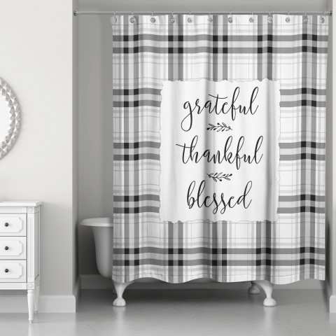 Grateful Thankful Blessed 71x74 Shower Curtain