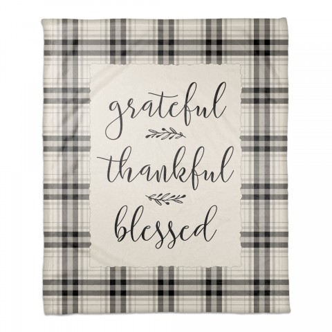 Grateful Thankful Blessed 50x60 Coral Fleece Blanket