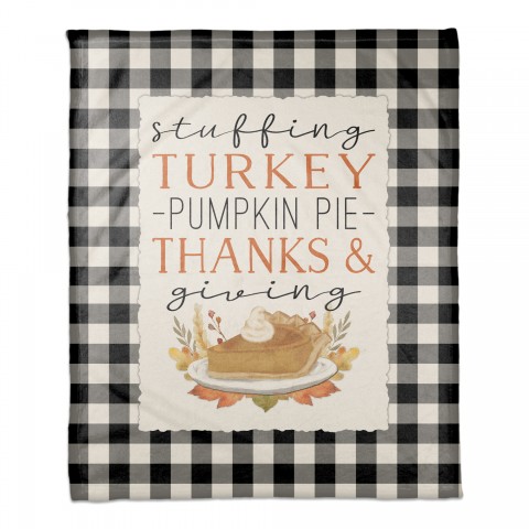 Stuffing Turkey Pumpkin Pie Thanks & Giving 50x60 Coral Fleece Blanket