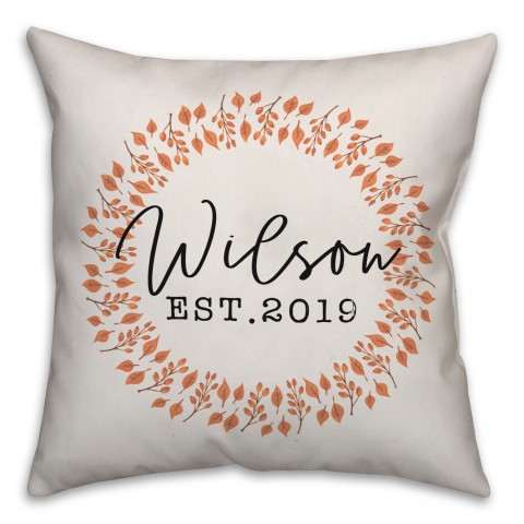Personalized Fall Wreath Pillow