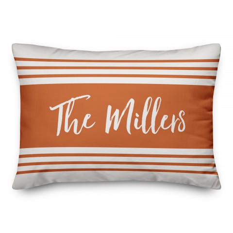 Personalized Orange Stripes 14x20 Personalized Spun Poly Pillow Cover