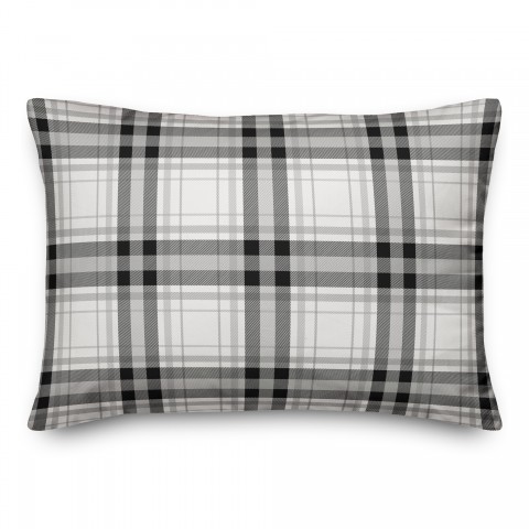 Black and White Plaid 14x20 Spun Poly Pillow Cover