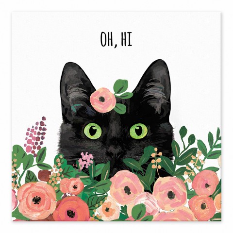 Oh, Hi Cat in Flowers 6x6 Tabletop Canvas