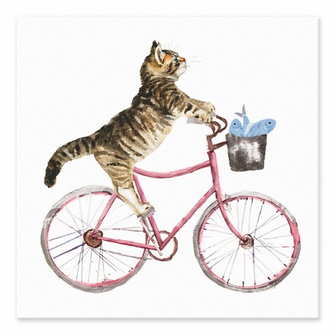 Cat on Bike 6x6 Tabletop Canvas
