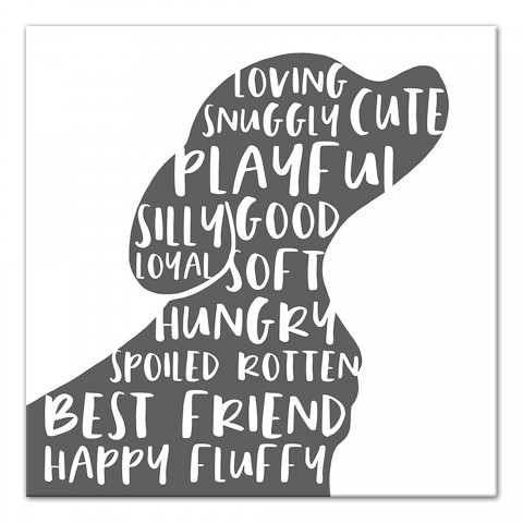 Playful Dog Silhouette 12x12 Canvas Wall Art