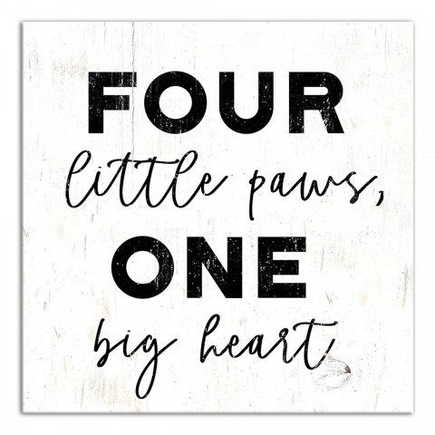 Four Little Paws On Big Heart 12x12 Canvas Wall Art